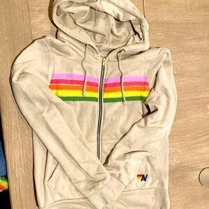 Aviator Nation 5 Stripe Hoodie- Sand / Multi